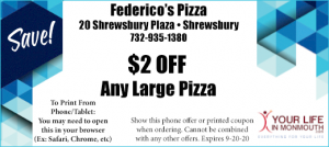 Shrewsbury Pizza coupon at Federicos Pizza