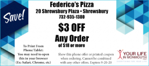 Shrewsbury Pizza coupon at Federicos Pizza