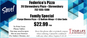 Shrewsbury Pizza coupon at Federicos Pizza